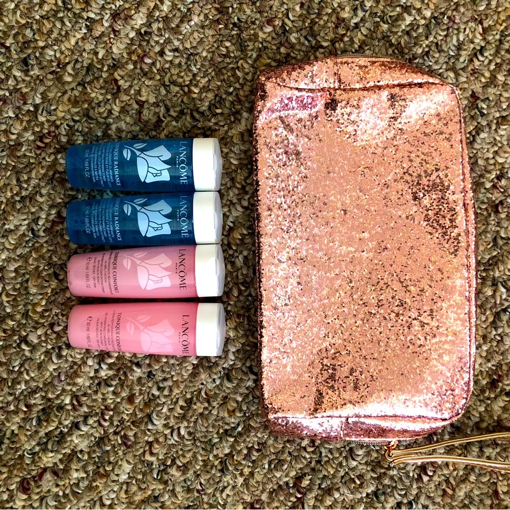 4 x Lancôme toner 50ml and a cosmetic bag